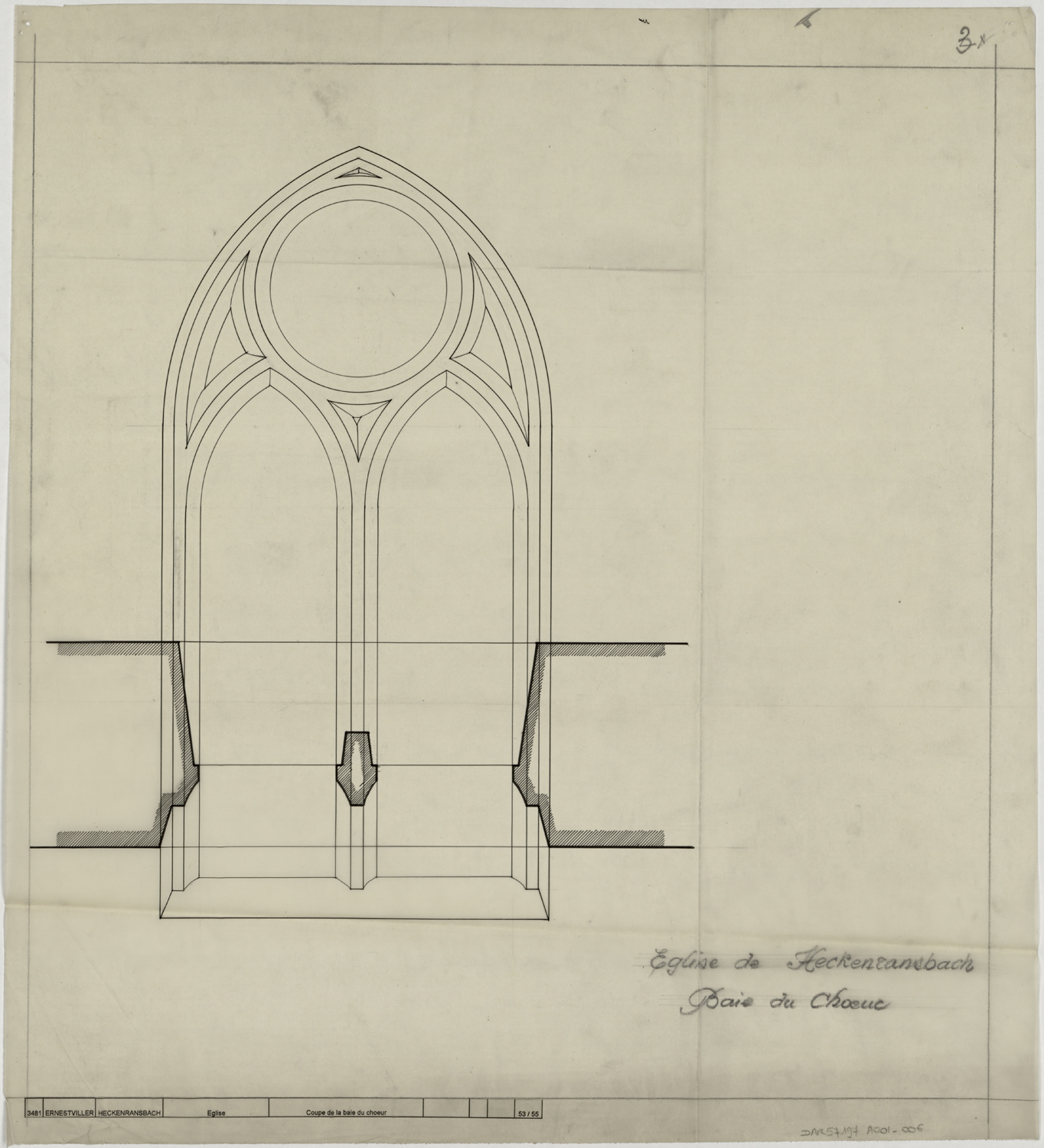 Plan et élévation d’une baie du choeur.